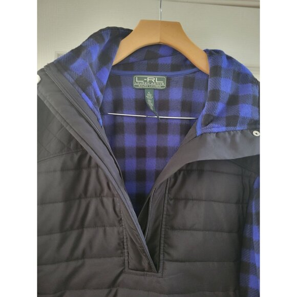 Lauren Ralph Lauren Women Blue Black Check Jacket size XL LRL Chore Outdoor Barn - Picture 4 of 7